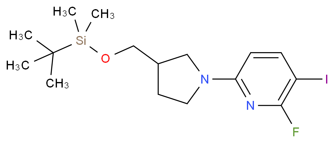 6-(3-((tert-Butyldimethylsilyloxy)methyl)pyrrolidin-1-yl)-2-fluoro-3-iodopyridine_分子结构_CAS_1228666-57-6)