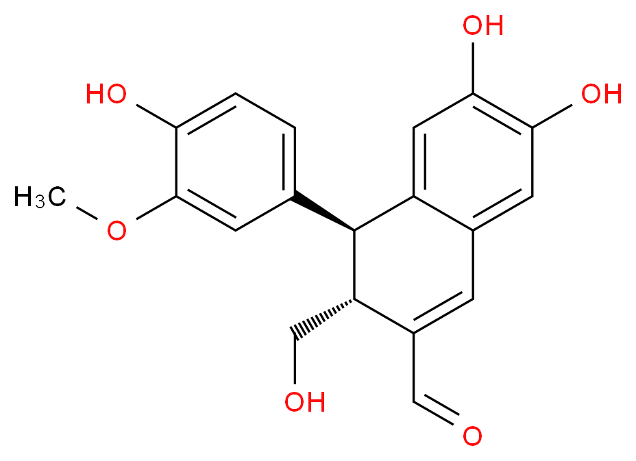 (3R,4S)-6,7-dihydroxy-4-(4-hydroxy-3-methoxyphenyl)-3-(hydroxymethyl)-3,4-dihydronaphthalene-2-carbaldehyde_分子结构_CAS_1186021-77-1