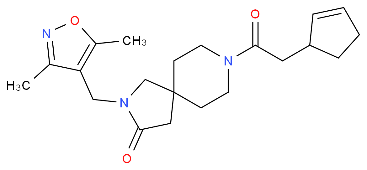 8-(2-cyclopenten-1-ylacetyl)-2-[(3,5-dimethyl-4-isoxazolyl)methyl]-2,8-diazaspiro[4.5]decan-3-one_分子结构_CAS_)