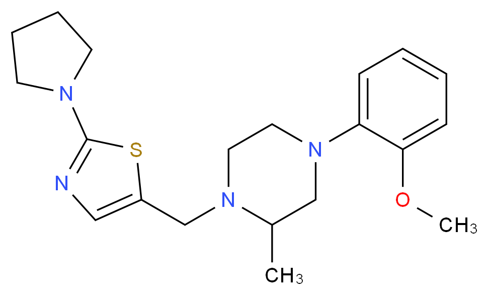 4-(2-methoxyphenyl)-2-methyl-1-{[2-(1-pyrrolidinyl)-1,3-thiazol-5-yl]methyl}piperazine_分子结构_CAS_)