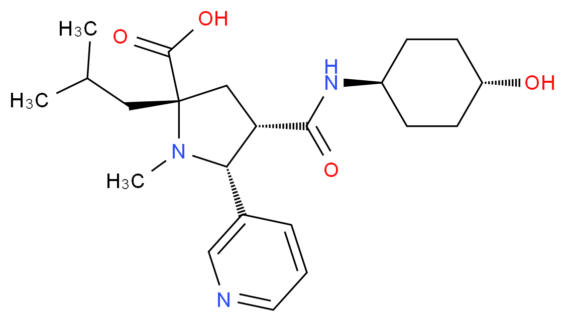 (2S*,4S*,5R*)-4-{[(trans-4-hydroxycyclohexyl)amino]carbonyl}-2-isobutyl-1-methyl-5-pyridin-3-ylpyrrolidine-2-carboxylic acid_分子结构_CAS_)