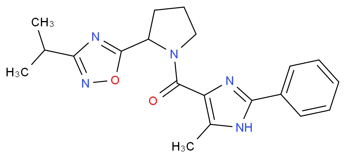 3-isopropyl-5-{1-[(5-methyl-2-phenyl-1H-imidazol-4-yl)carbonyl]-2-pyrrolidinyl}-1,2,4-oxadiazole_分子结构_CAS_)