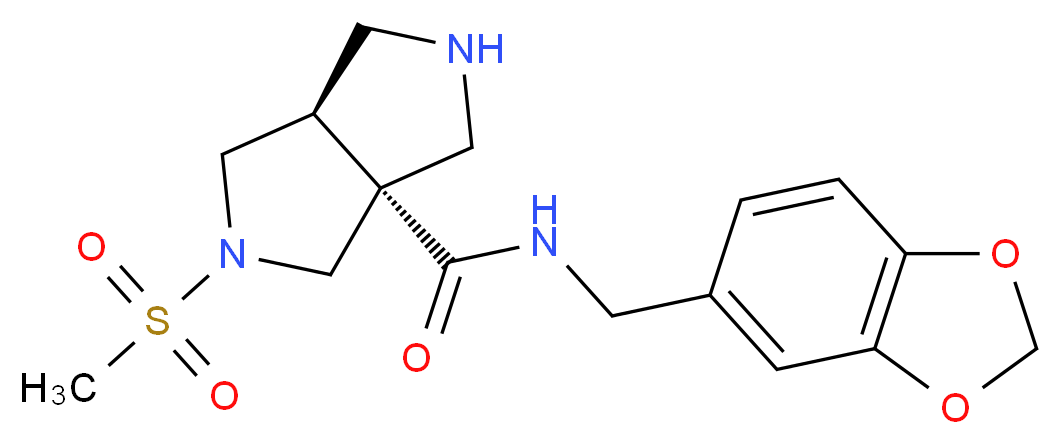 (3aR*,6aR*)-N-(1,3-benzodioxol-5-ylmethyl)-2-(methylsulfonyl)hexahydropyrrolo[3,4-c]pyrrole-3a(1H)-carboxamide_分子结构_CAS_)