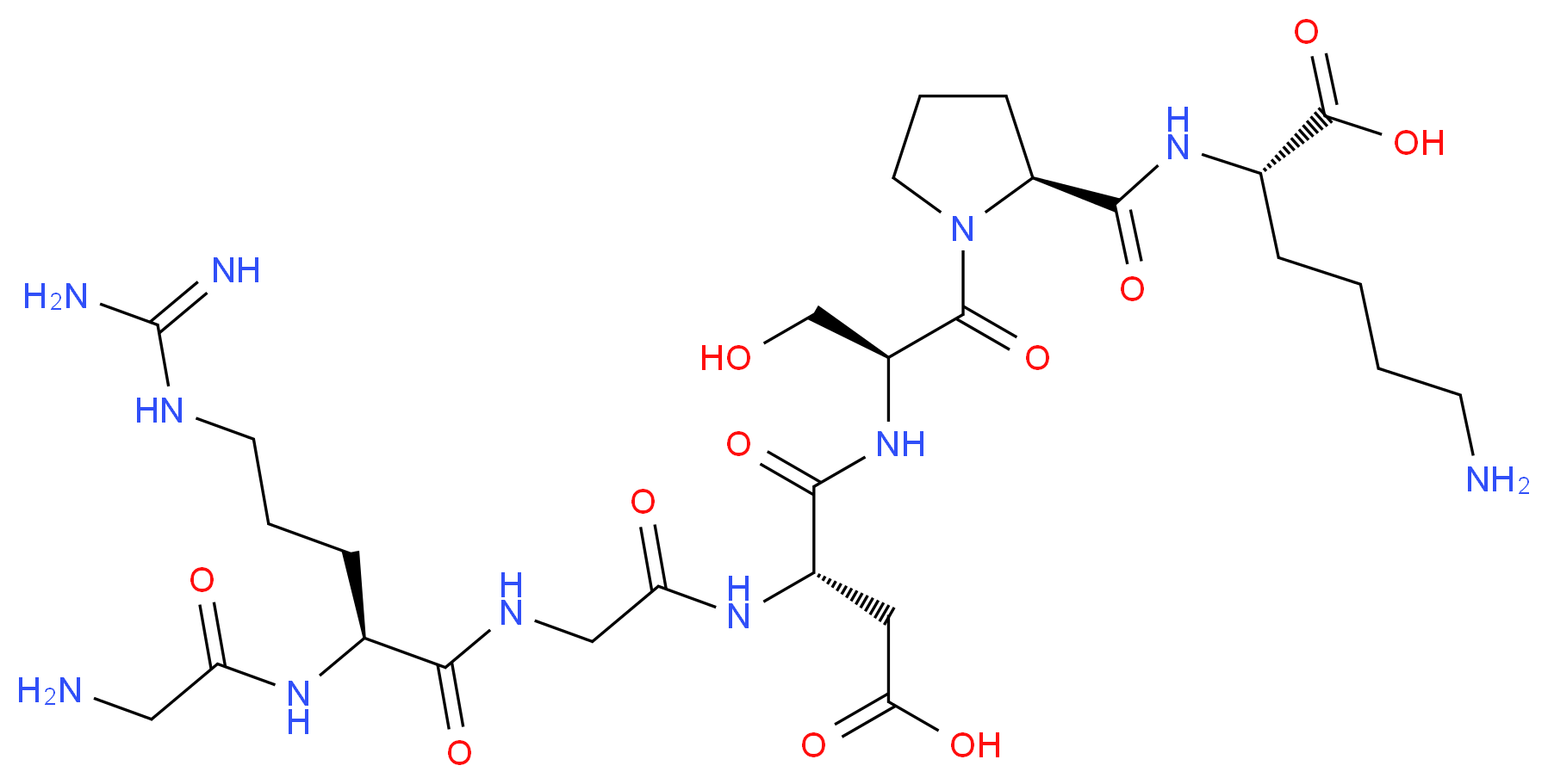 (2S)-6-amino-2-{[(2S)-1-[(2S)-2-[(2S)-2-{2-[(2S)-2-(2-aminoacetamido)-5-carbamimidamidopentanamido]acetamido}-3-carboxypropanamido]-3-hydroxypropanoyl]pyrrolidin-2-yl]formamido}hexanoic acid_分子结构_CAS_111119-28-9