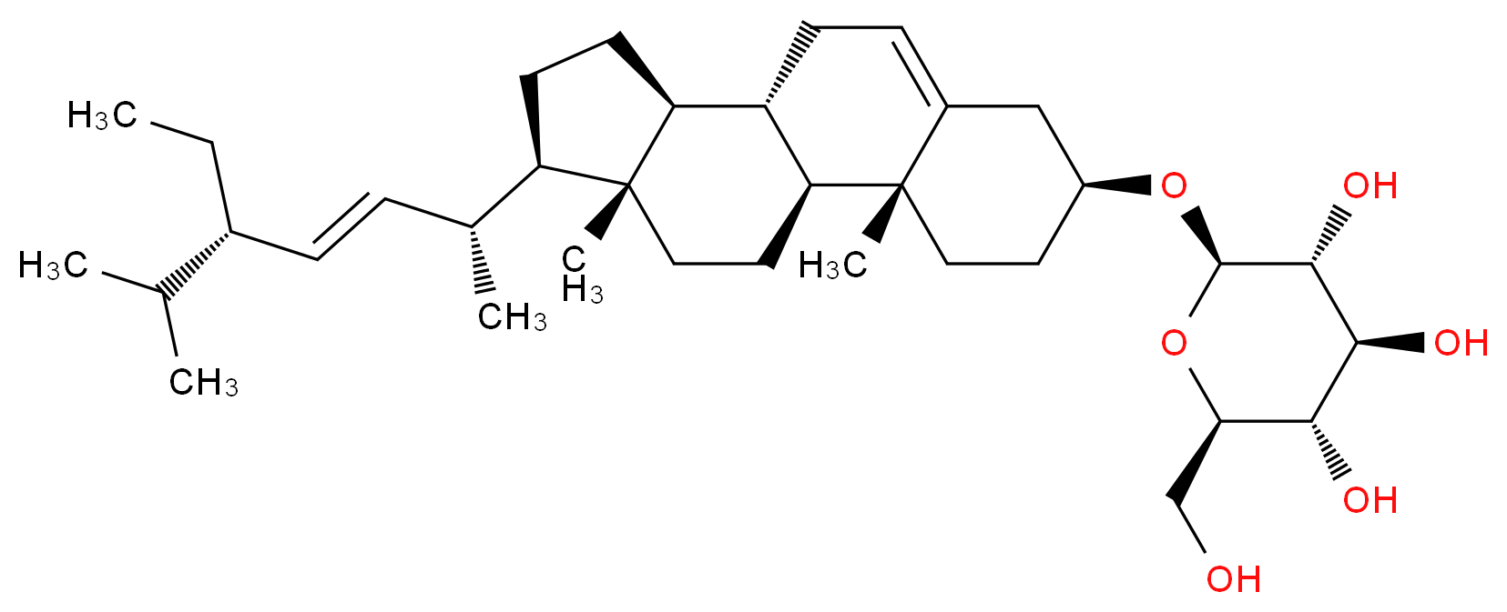 (2R,3R,4S,5S,6R)-2-{[(1S,2R,5S,10S,11S,14R,15R)-14-[(2R,3E,5S)-5-ethyl-6-methylhept-3-en-2-yl]-2,15-dimethyltetracyclo[8.7.0.0<sup>2</sup>,<sup>7</sup>.0<sup>1</sup><sup>1</sup>,<sup>1</sup><sup>5</sup>]heptadec-7-en-5-yl]oxy}-6-(hydroxymethyl)oxane-3,4,5-triol_分子结构_CAS_19716-26-8