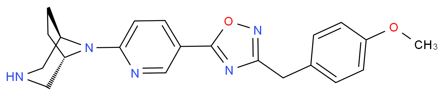 (1R*,5S*)-8-{5-[3-(4-methoxybenzyl)-1,2,4-oxadiazol-5-yl]pyridin-2-yl}-3,8-diazabicyclo[3.2.1]octane_分子结构_CAS_)
