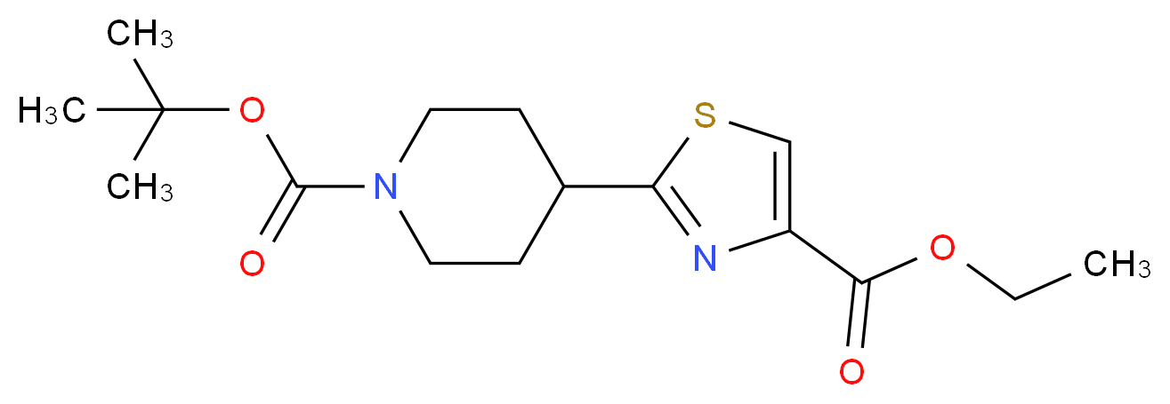 tert-butyl 4-[4-(ethoxycarbonyl)-1,3-thiazol-2-yl]tetrahydro-1(2H)-pyridinecarboxylate_分子结构_CAS_365413-31-6)