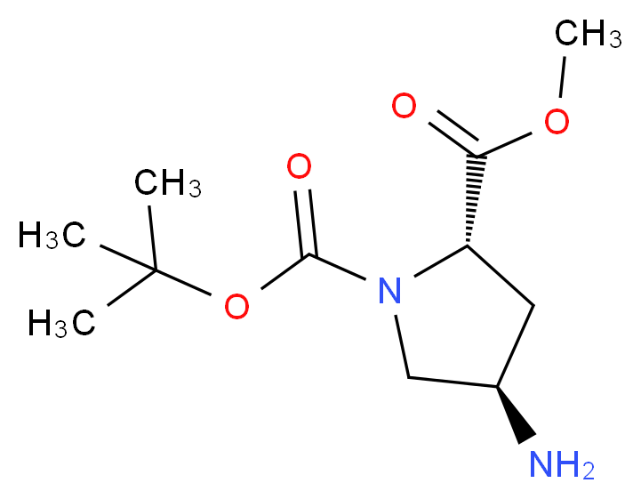 1-tert-butyl 2-methyl (2S,4R)-4-aminopyrrolidine-1,2-dicarboxylate_分子结构_CAS_102195-80-2