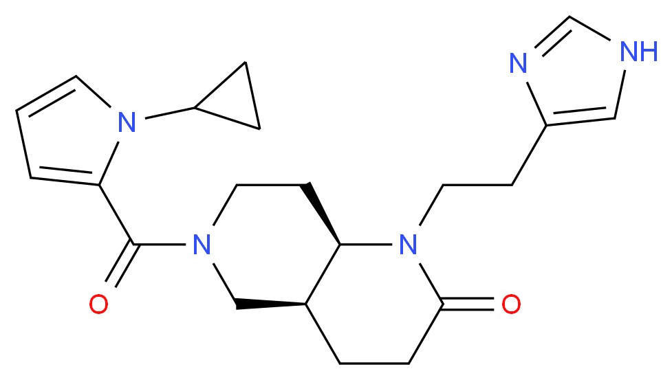 (4aS*,8aR*)-6-[(1-cyclopropyl-1H-pyrrol-2-yl)carbonyl]-1-[2-(1H-imidazol-4-yl)ethyl]octahydro-1,6-naphthyridin-2(1H)-one_分子结构_CAS_)