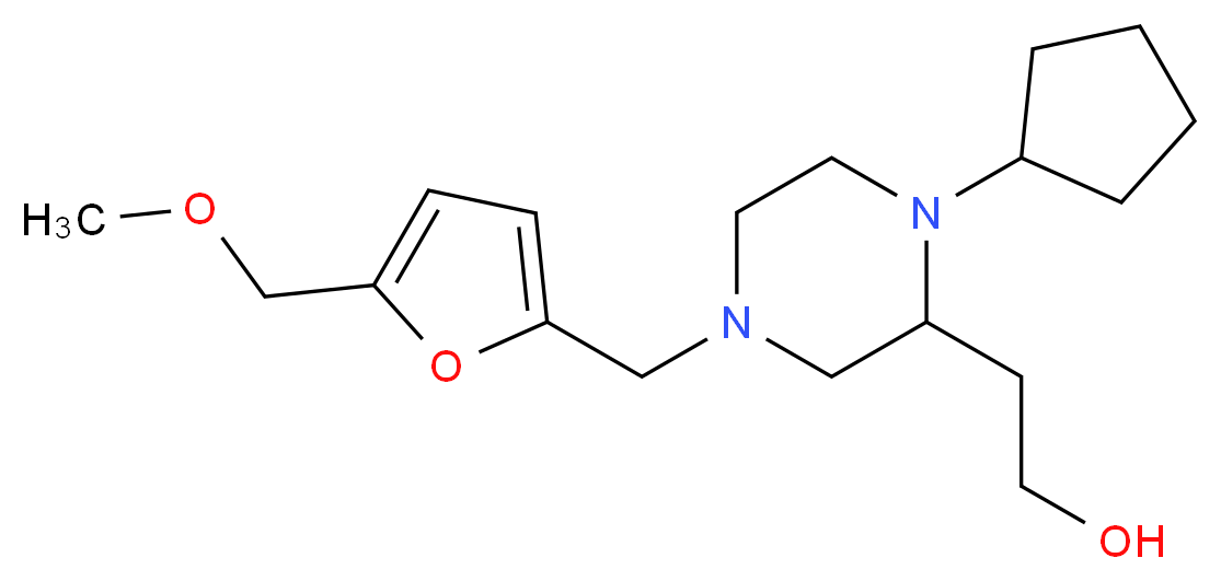 2-(1-cyclopentyl-4-{[5-(methoxymethyl)-2-furyl]methyl}-2-piperazinyl)ethanol_分子结构_CAS_)