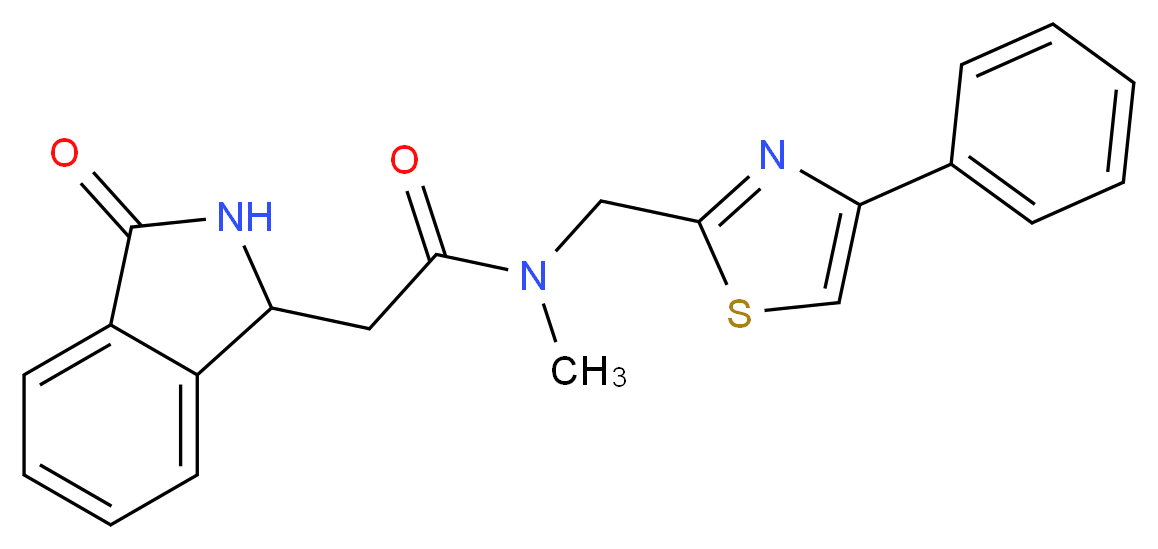 N-methyl-2-(3-oxo-2,3-dihydro-1H-isoindol-1-yl)-N-[(4-phenyl-1,3-thiazol-2-yl)methyl]acetamide_分子结构_CAS_)