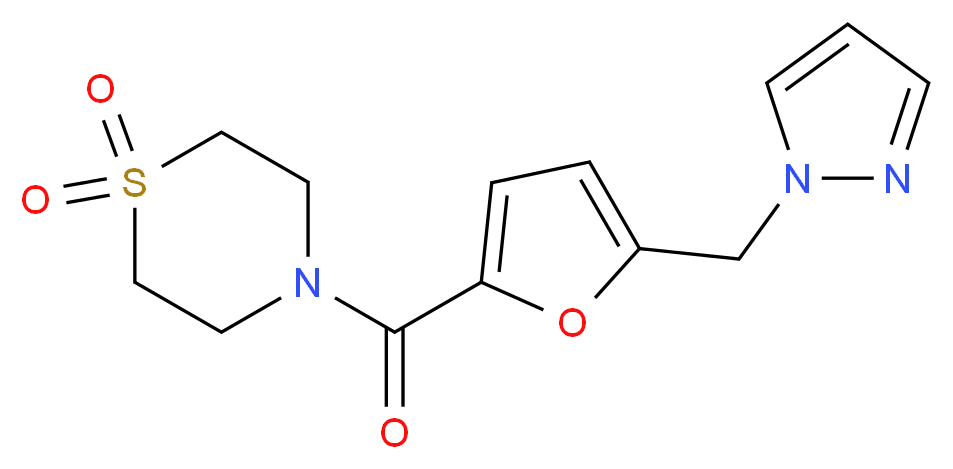 4-[5-(1H-pyrazol-1-ylmethyl)-2-furoyl]thiomorpholine 1,1-dioxide_分子结构_CAS_)