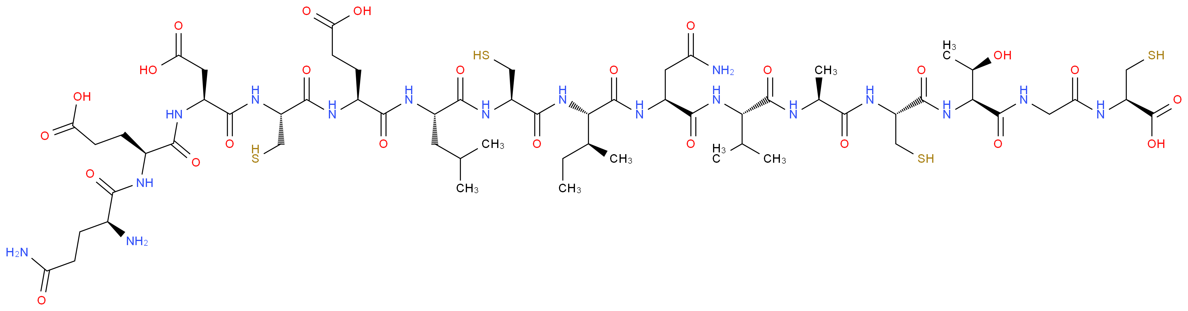 (4S)-4-[(2R)-2-[(2S)-2-[(2S)-2-[(2S)-2-amino-4-carbamoylbutanamido]-4-carboxybutanamido]-3-carboxypropanamido]-3-sulfanylpropanamido]-4-{[(1S)-1-{[(1R)-1-{[(1S,2S)-1-{[(1S)-2-carbamoyl-1-{[(1S)-1-{[(1S)-1-{[(1R)-1-{[(1S,2R)-1-[({[(1R)-1-carboxy-2-sulfanylethyl]carbamoyl}methyl)carbamoyl]-2-hydroxypropyl]carbamoyl}-2-sulfanylethyl]carbamoyl}ethyl]carbamoyl}-2-methylpropyl]carbamoyl}ethyl]carbamoyl}-2-methylbutyl]carbamoyl}-2-sulfanylethyl]carbamoyl}-3-methylbutyl]carbamoyl}butanoic acid_分子结构_CAS_152175-68-3