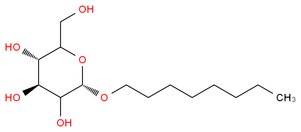 (3S,4S,6S)-2-(hydroxymethyl)-6-(octyloxy)oxane-3,4,5-triol_分子结构_CAS_29781-80-4