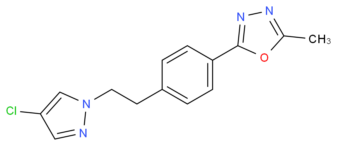 2-{4-[2-(4-chloro-1H-pyrazol-1-yl)ethyl]phenyl}-5-methyl-1,3,4-oxadiazole_分子结构_CAS_)