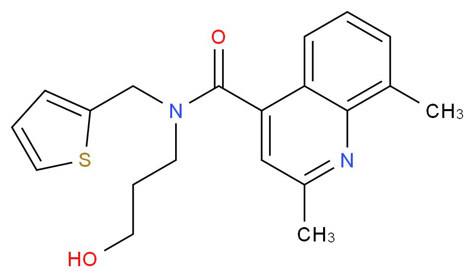 N-(3-hydroxypropyl)-2,8-dimethyl-N-(2-thienylmethyl)-4-quinolinecarboxamide_分子结构_CAS_)