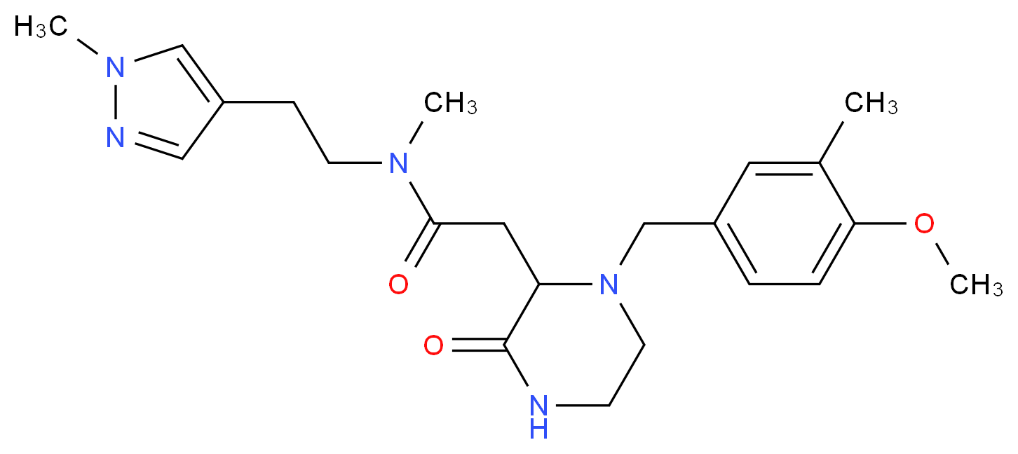 2-[1-(4-methoxy-3-methylbenzyl)-3-oxo-2-piperazinyl]-N-methyl-N-[2-(1-methyl-1H-pyrazol-4-yl)ethyl]acetamide_分子结构_CAS_)