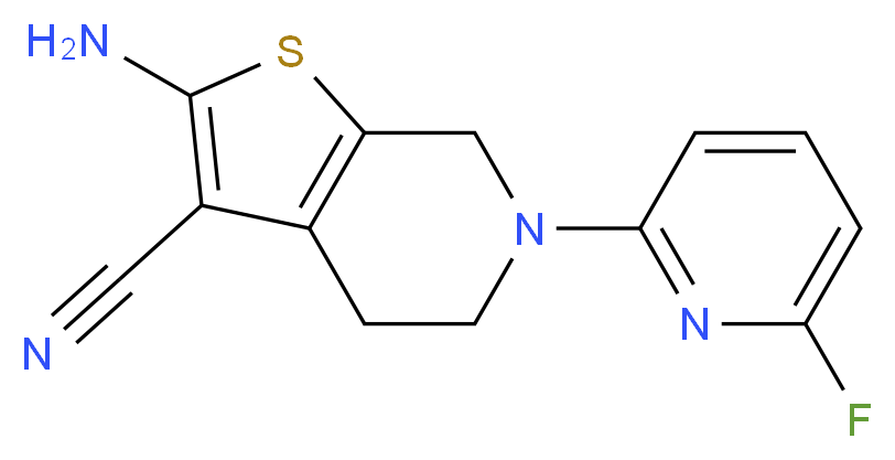 2-Amino-6-(6-fluoro-2-pyridinyl)-4,5,6,7-tetrahydrothieno[2,3-c]pyridine-3-carbonitrile_分子结构_CAS_)