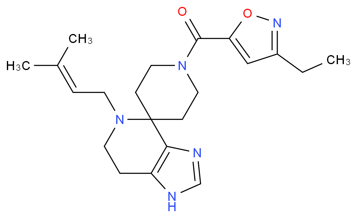 1'-[(3-ethylisoxazol-5-yl)carbonyl]-5-(3-methylbut-2-en-1-yl)-1,5,6,7-tetrahydrospiro[imidazo[4,5-c]pyridine-4,4'-piperidine]_分子结构_CAS_)