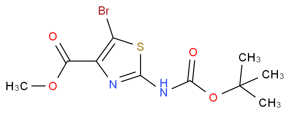 methyl 5-bromo-2-{[(tert-butoxy)carbonyl]amino}-1,3-thiazole-4-carboxylate_分子结构_CAS_914349-71-6