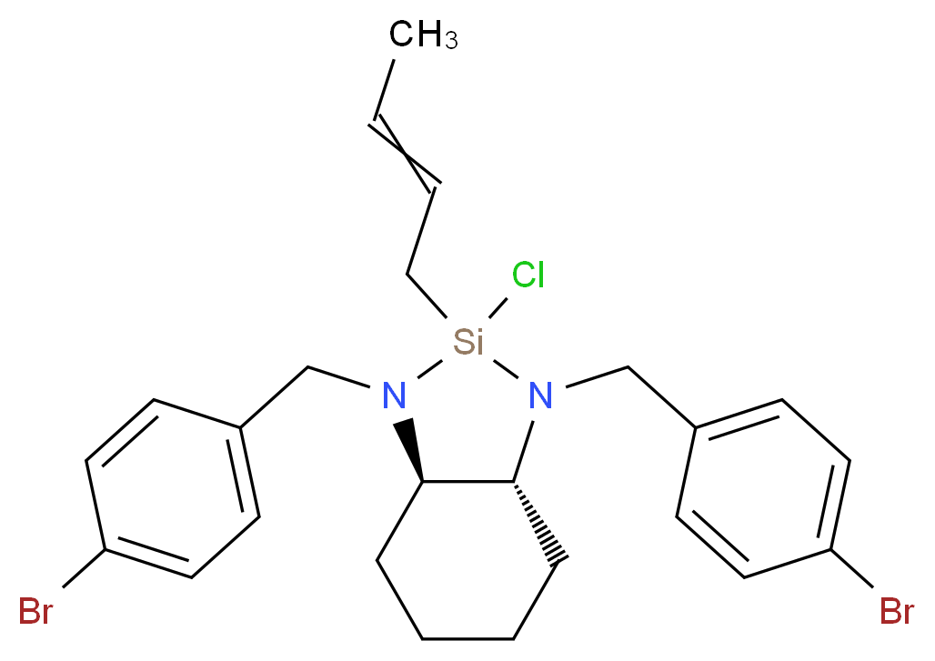(3aR,7aR)-1,3-bis[(4-bromophenyl)methyl]-2-(but-2-en-1-yl)-2-chloro-octahydro-1H-1,3,2-benzodiazasilole_分子结构_CAS_804559-38-4