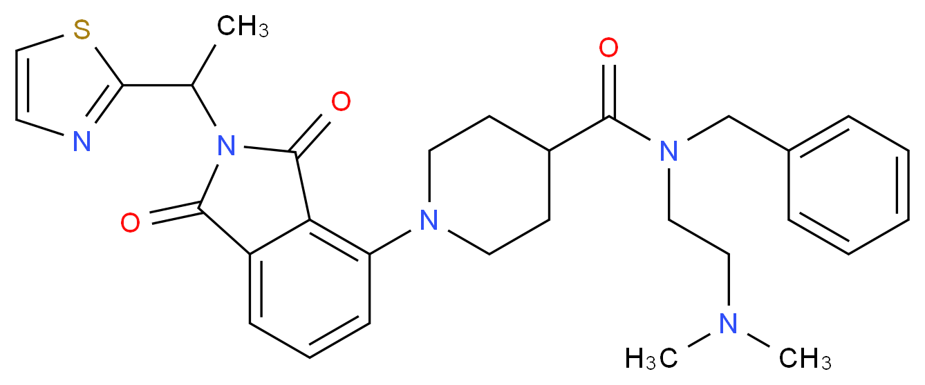 N-benzyl-N-[2-(dimethylamino)ethyl]-1-{1,3-dioxo-2-[1-(1,3-thiazol-2-yl)ethyl]-2,3-dihydro-1H-isoindol-4-yl}-4-piperidinecarboxamide_分子结构_CAS_)