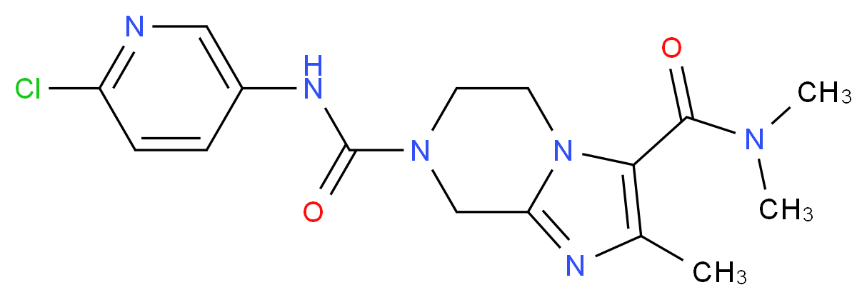 N~7~-(6-chloropyridin-3-yl)-N~3~,N~3~,2-trimethyl-5,6-dihydroimidazo[1,2-a]pyrazine-3,7(8H)-dicarboxamide_分子结构_CAS_)