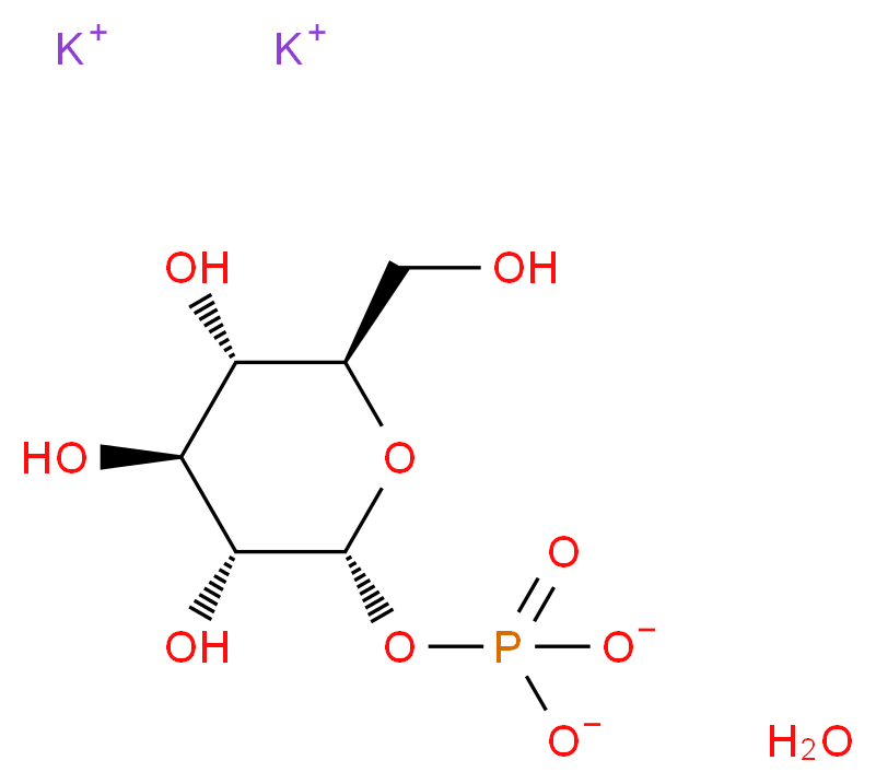 α-D-Glucose 1-phosphate dipotassium salt hydrate_分子结构_CAS_6736-77-2(anhydrous))