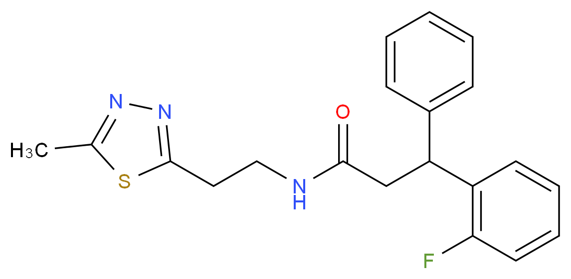 3-(2-fluorophenyl)-N-[2-(5-methyl-1,3,4-thiadiazol-2-yl)ethyl]-3-phenylpropanamide_分子结构_CAS_)