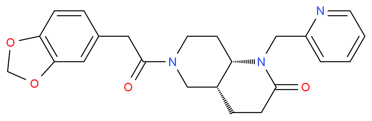 (4aR*,8aS*)-6-(1,3-benzodioxol-5-ylacetyl)-1-(2-pyridinylmethyl)octahydro-1,6-naphthyridin-2(1H)-one_分子结构_CAS_)