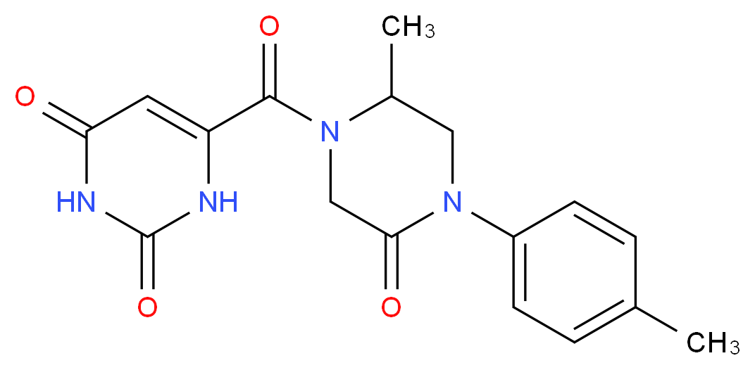 6-{[2-methyl-4-(4-methylphenyl)-5-oxo-1-piperazinyl]carbonyl}-2,4(1H,3H)-pyrimidinedione_分子结构_CAS_)