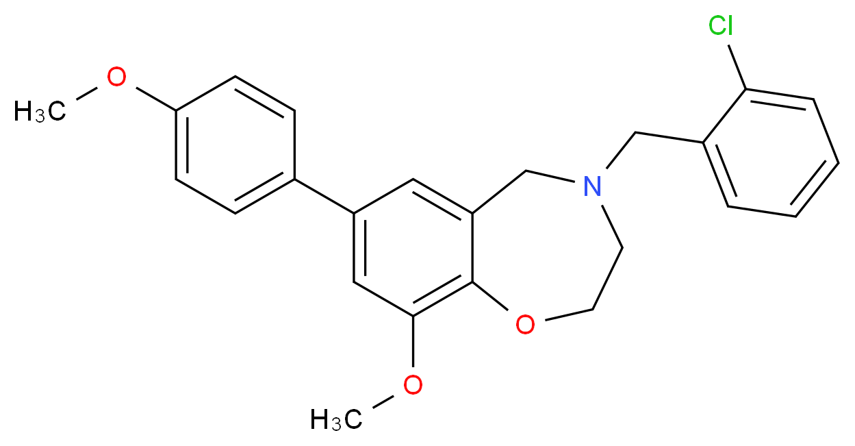 4-(2-chlorobenzyl)-9-methoxy-7-(4-methoxyphenyl)-2,3,4,5-tetrahydro-1,4-benzoxazepine_分子结构_CAS_)