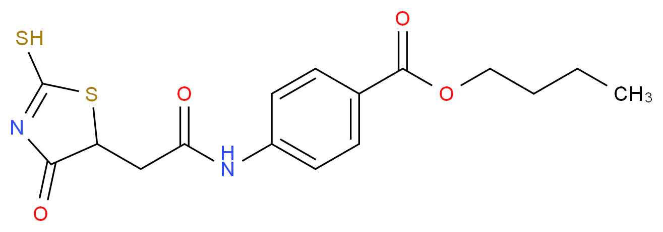 Butyl 4-{[(2-mercapto-4-oxo-4,5-dihydro-1,3-thiazol-5-yl)acetyl]amino}benzoate_分子结构_CAS_)