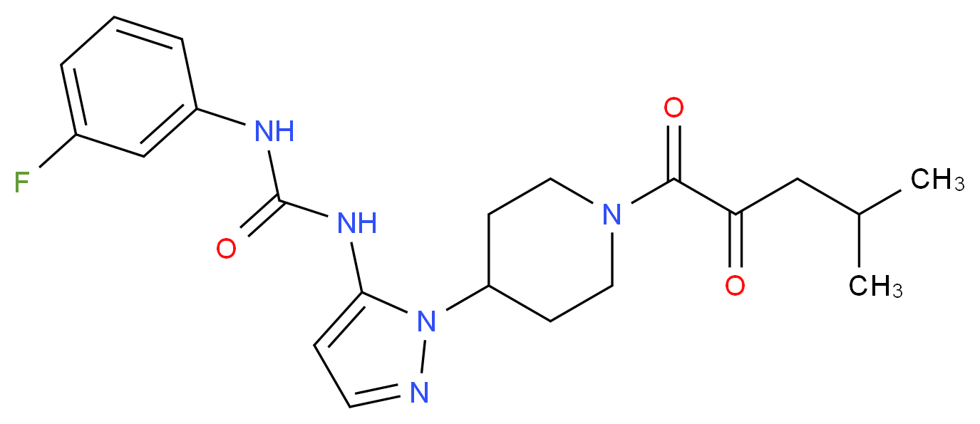 N-(3-fluorophenyl)-N'-{1-[1-(4-methyl-2-oxopentanoyl)-4-piperidinyl]-1H-pyrazol-5-yl}urea_分子结构_CAS_)
