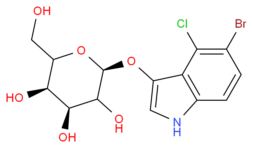 (2S,4S,5R)-2-[(5-bromo-4-chloro-1H-indol-3-yl)oxy]-6-(hydroxymethyl)oxane-3,4,5-triol_分子结构_CAS_7240-90-6