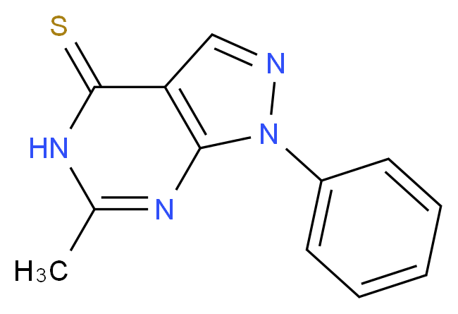 6-methyl-1-phenyl-1H,4H,5H-pyrazolo[3,4-d]pyrimidine-4-thione_分子结构_CAS_5399-43-9