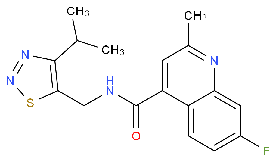 7-fluoro-N-[(4-isopropyl-1,2,3-thiadiazol-5-yl)methyl]-2-methylquinoline-4-carboxamide_分子结构_CAS_)