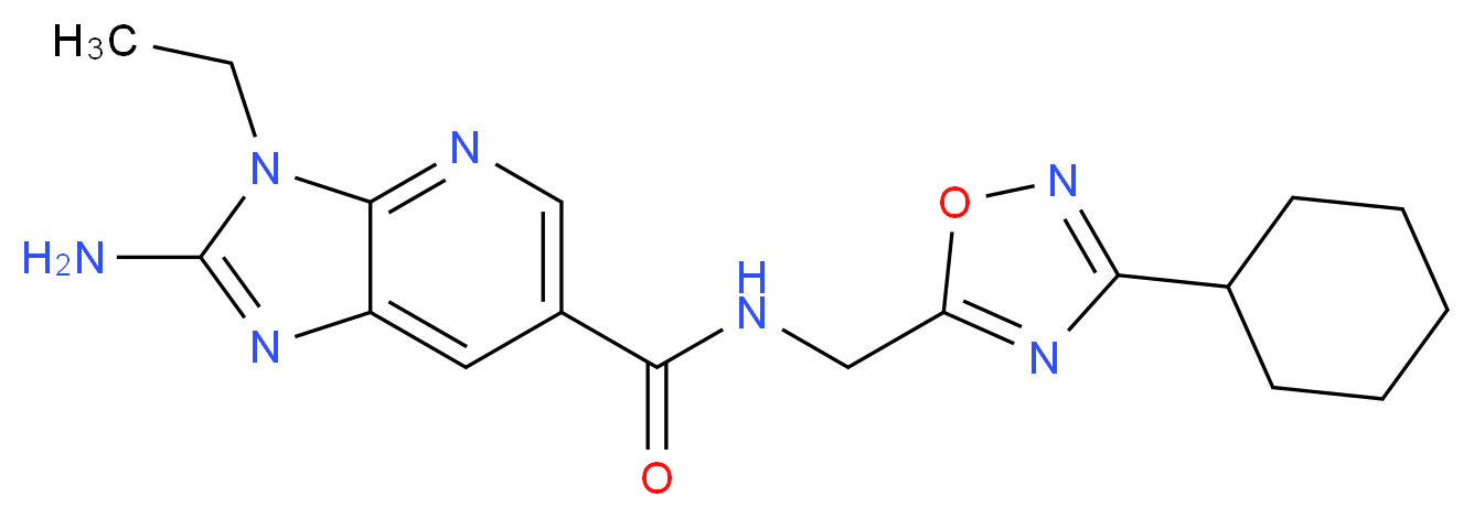 2-amino-N-[(3-cyclohexyl-1,2,4-oxadiazol-5-yl)methyl]-3-ethyl-3H-imidazo[4,5-b]pyridine-6-carboxamide_分子结构_CAS_)