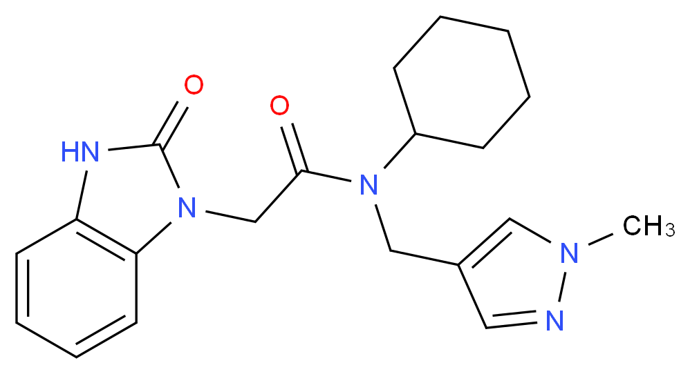 N-cyclohexyl-N-[(1-methyl-1H-pyrazol-4-yl)methyl]-2-(2-oxo-2,3-dihydro-1H-benzimidazol-1-yl)acetamide_分子结构_CAS_)