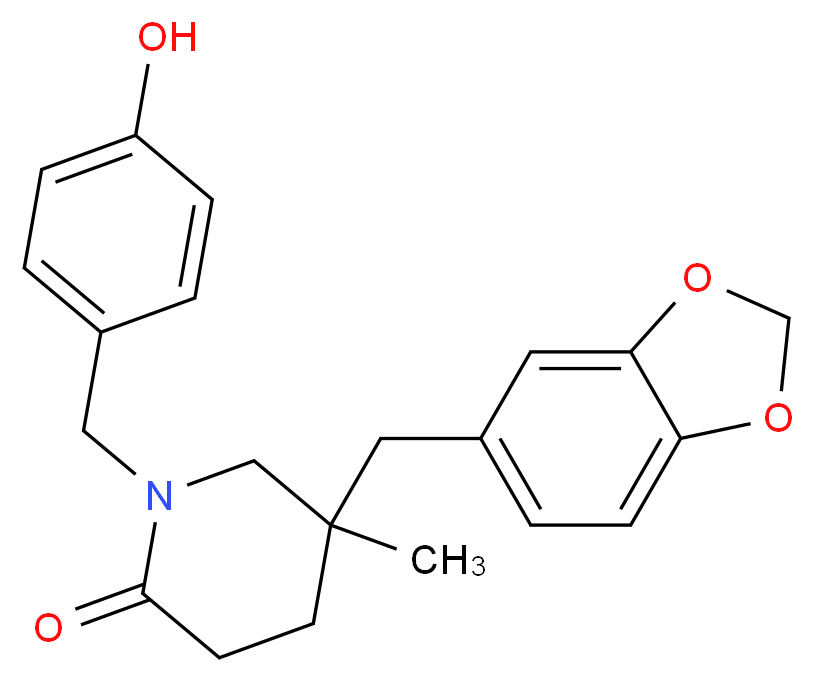 5-(1,3-benzodioxol-5-ylmethyl)-1-(4-hydroxybenzyl)-5-methylpiperidin-2-one_分子结构_CAS_)
