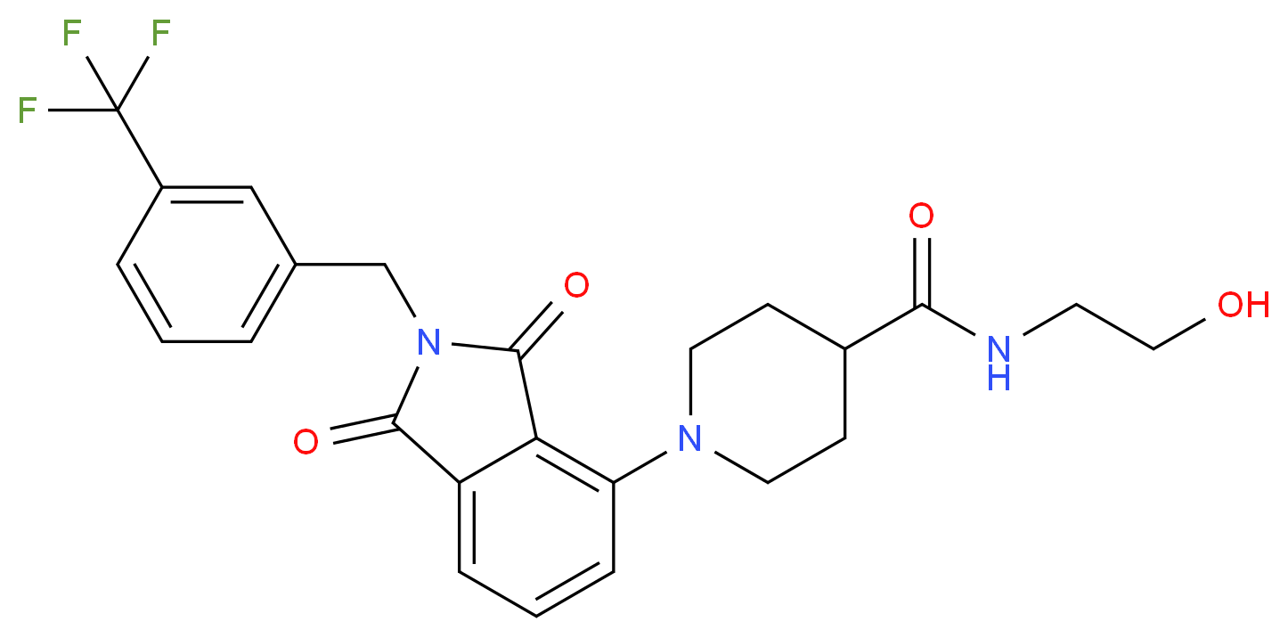 1-{1,3-dioxo-2-[3-(trifluoromethyl)benzyl]-2,3-dihydro-1H-isoindol-4-yl}-N-(2-hydroxyethyl)-4-piperidinecarboxamide_分子结构_CAS_)