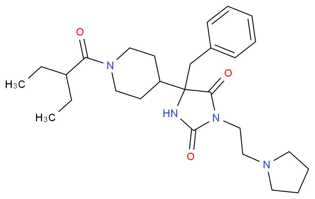 5-benzyl-5-[1-(2-ethylbutanoyl)-4-piperidinyl]-3-[2-(1-pyrrolidinyl)ethyl]-2,4-imidazolidinedione_分子结构_CAS_)
