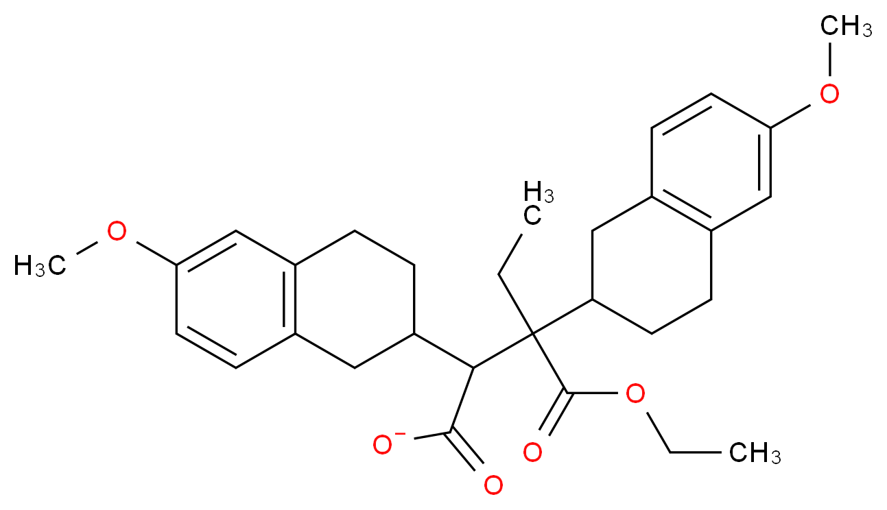 3-(ethoxycarbonyl)-2,3-bis(6-methoxy-1,2,3,4-tetrahydronaphthalen-2-yl)pentanoate_分子结构_CAS_108975-09-3