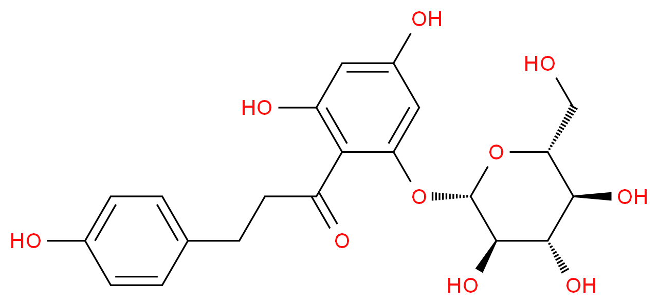 1-(2,4-dihydroxy-6-{[(2S,3R,4S,5S,6R)-3,4,5-trihydroxy-6-(hydroxymethyl)oxan-2-yl]oxy}phenyl)-3-(4-hydroxyphenyl)propan-1-one_分子结构_CAS_60-81-1
