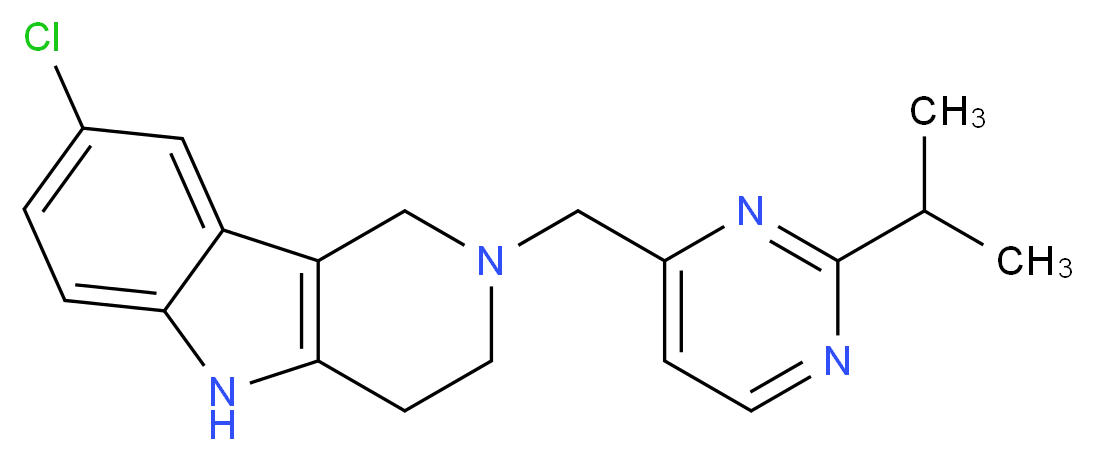 8-chloro-2-[(2-isopropyl-4-pyrimidinyl)methyl]-2,3,4,5-tetrahydro-1H-pyrido[4,3-b]indole_分子结构_CAS_)