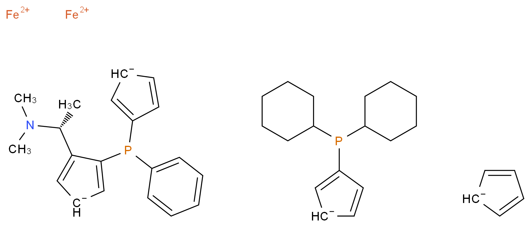 1-Dicyclohexylphosphino-1′-{(S)-{(SP)-2-[(R)-1-(dimethylamino)ethyl]ferrocenyl}phenylphosphino}ferrocene_分子结构_CAS_952586-19-5)