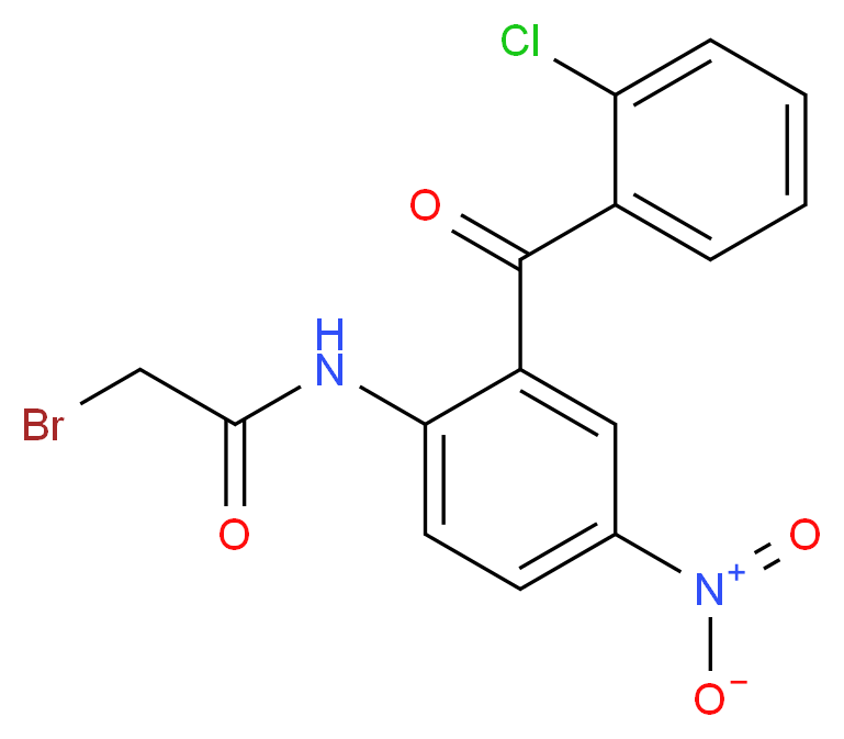 2-bromo-N-[2-(2-chlorobenzoyl)-4-nitrophenyl]acetamide_分子结构_CAS_52130-87-7