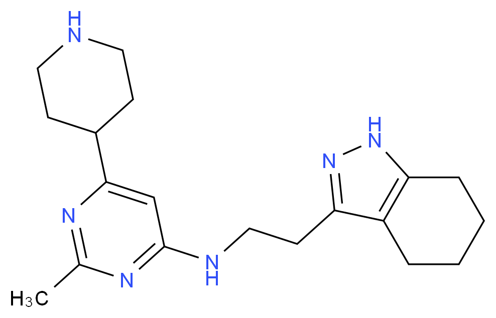 2-methyl-6-piperidin-4-yl-N-[2-(4,5,6,7-tetrahydro-1H-indazol-3-yl)ethyl]pyrimidin-4-amine_分子结构_CAS_)