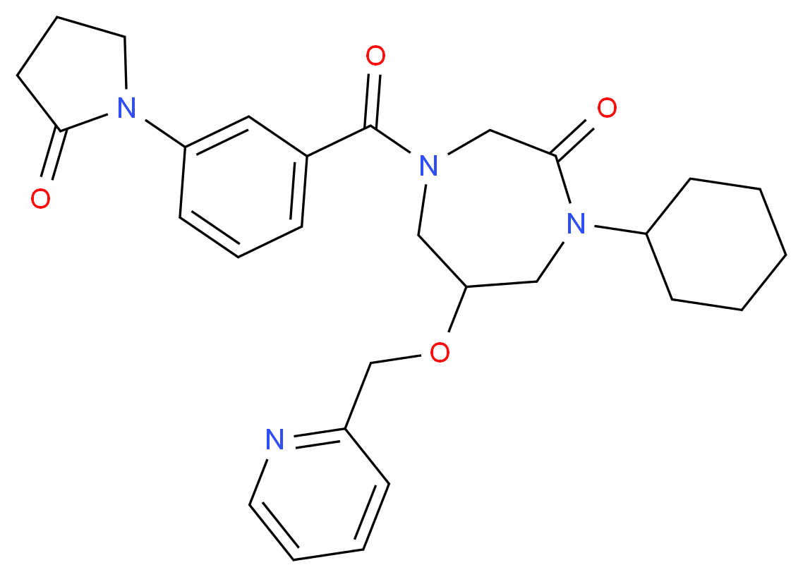 1-cyclohexyl-4-[3-(2-oxo-1-pyrrolidinyl)benzoyl]-6-(2-pyridinylmethoxy)-1,4-diazepan-2-one_分子结构_CAS_)