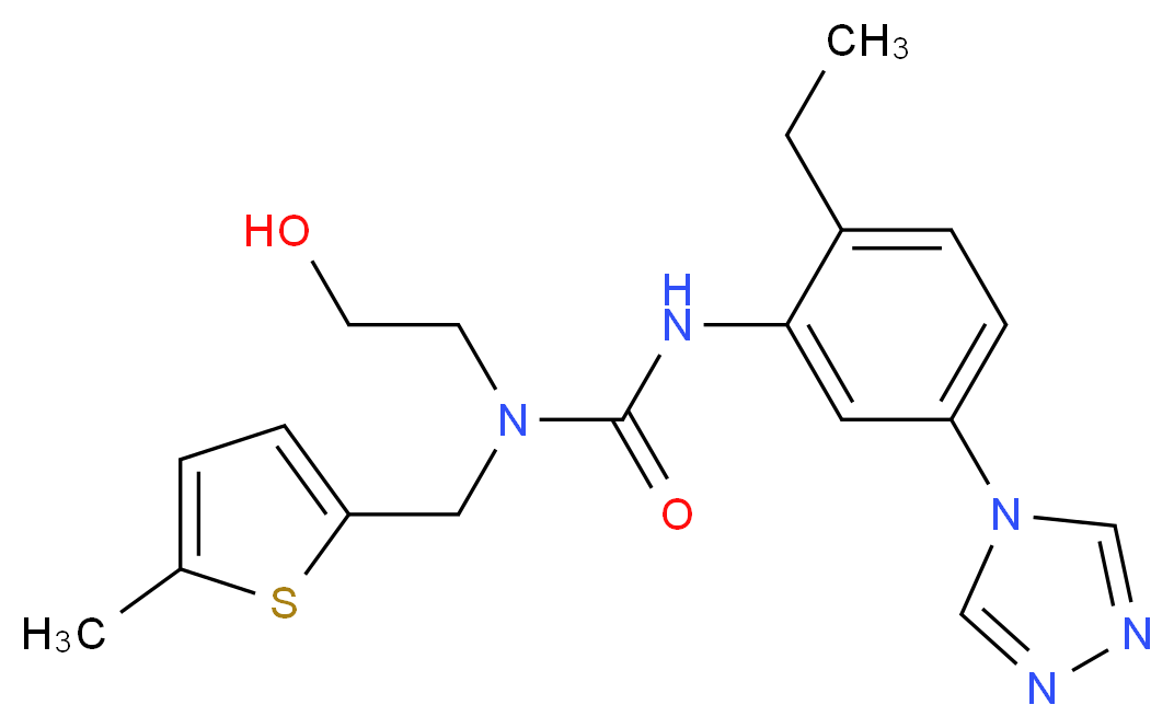 N'-[2-ethyl-5-(4H-1,2,4-triazol-4-yl)phenyl]-N-(2-hydroxyethyl)-N-[(5-methyl-2-thienyl)methyl]urea_分子结构_CAS_)